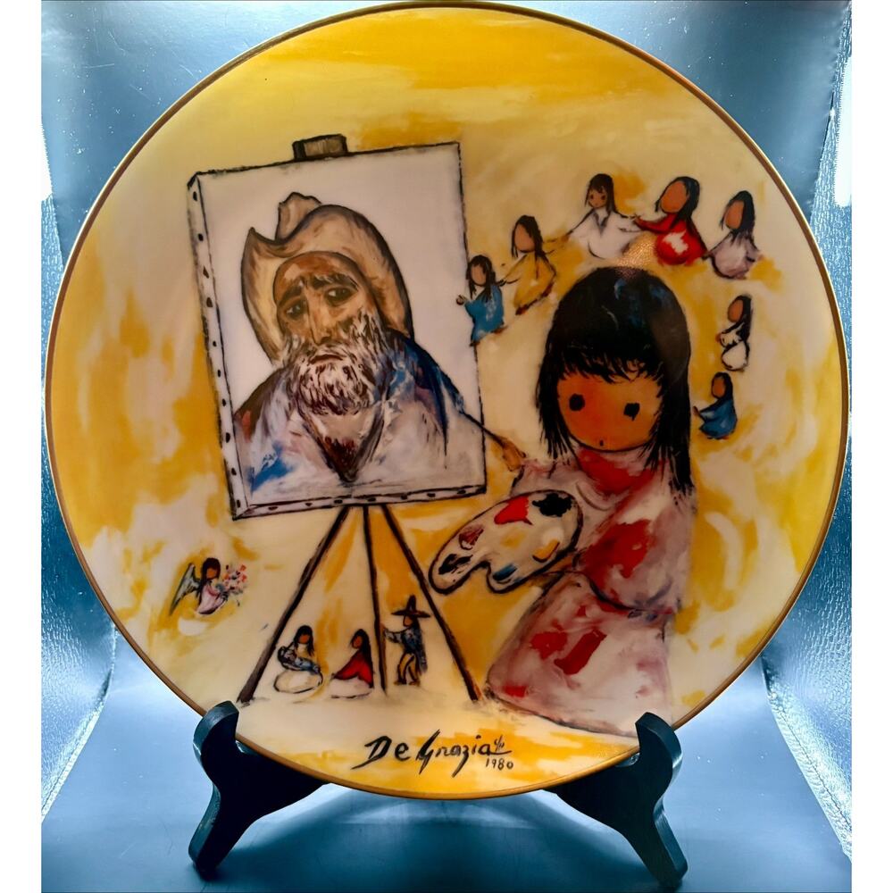 De Grazia Little Girl Paints De Grazia 1984 10" Collector Plate 5146/12500